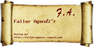 Faller Agenór névjegykártya